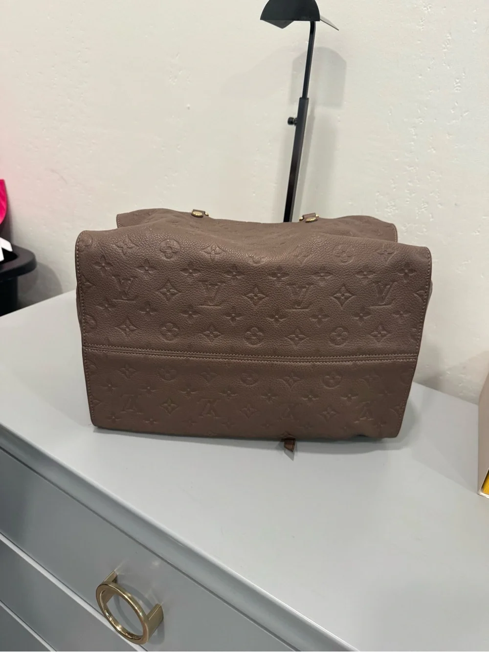 Louis Vuitton Inspiree Taupe Brown Shoulder Bag with Gold Hardware